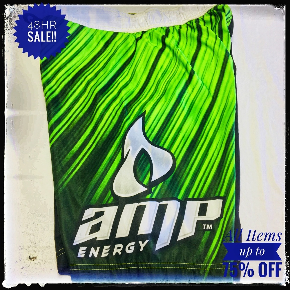 AMP ENERGY DOUBLE POCKET BOARD SHORTS GREEN BLACK